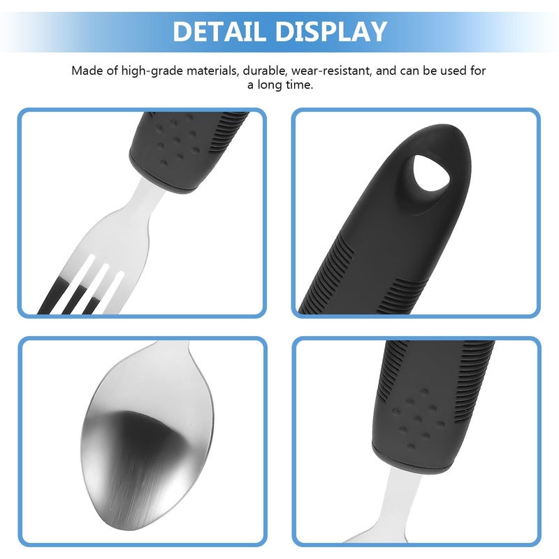 Anti Skid Stainless Steel Weighted Cutlery For Elderly Hand Tremors Travel - Image 3