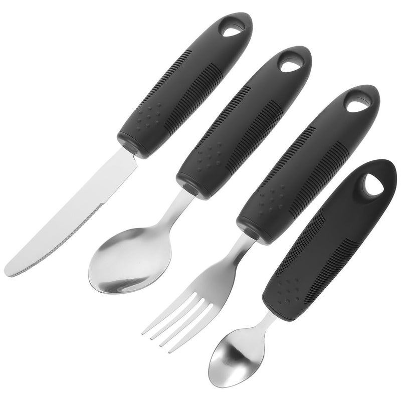 Anti Skid Stainless Steel Weighted Cutlery For Elderly Hand Tremors Travel - Image 2