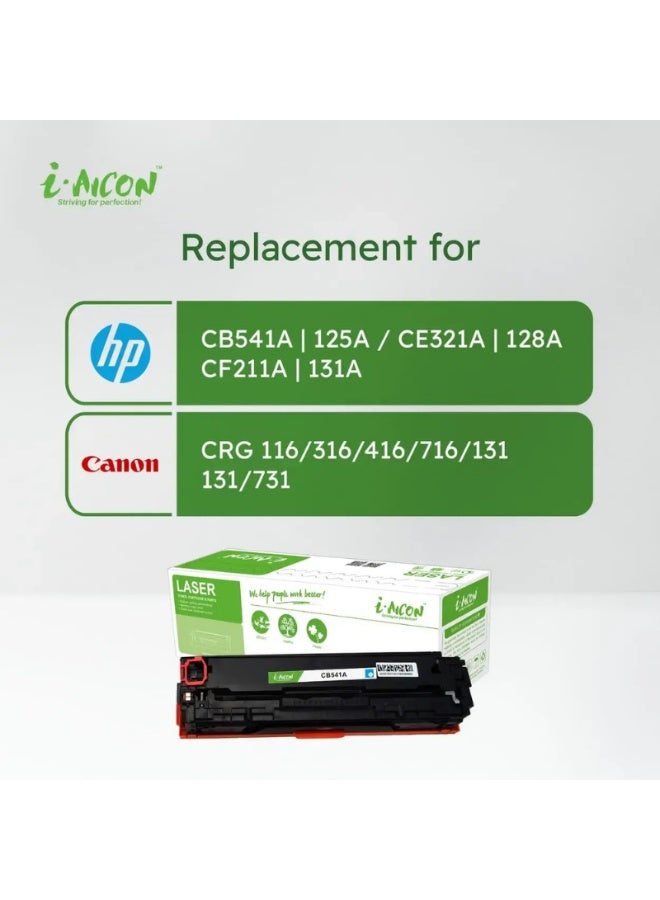 i-AICON Compatible Cyan Laser Toner CB541A 125A CE321A 128A CF211A 131A 1600 Pages - Image 2