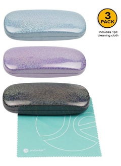Oasisgalore 3pcs Hard Shell Glasses Cases with Cleaning Cloth for Eyeglasses and Sunglasses (One Size)  - Image 5
