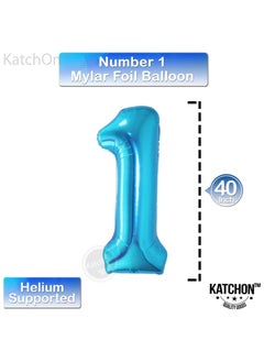 KATCHON Blue Number 1 Balloon for 1st Birthday or Anniversary Decoration 40 Inch  - Image 2