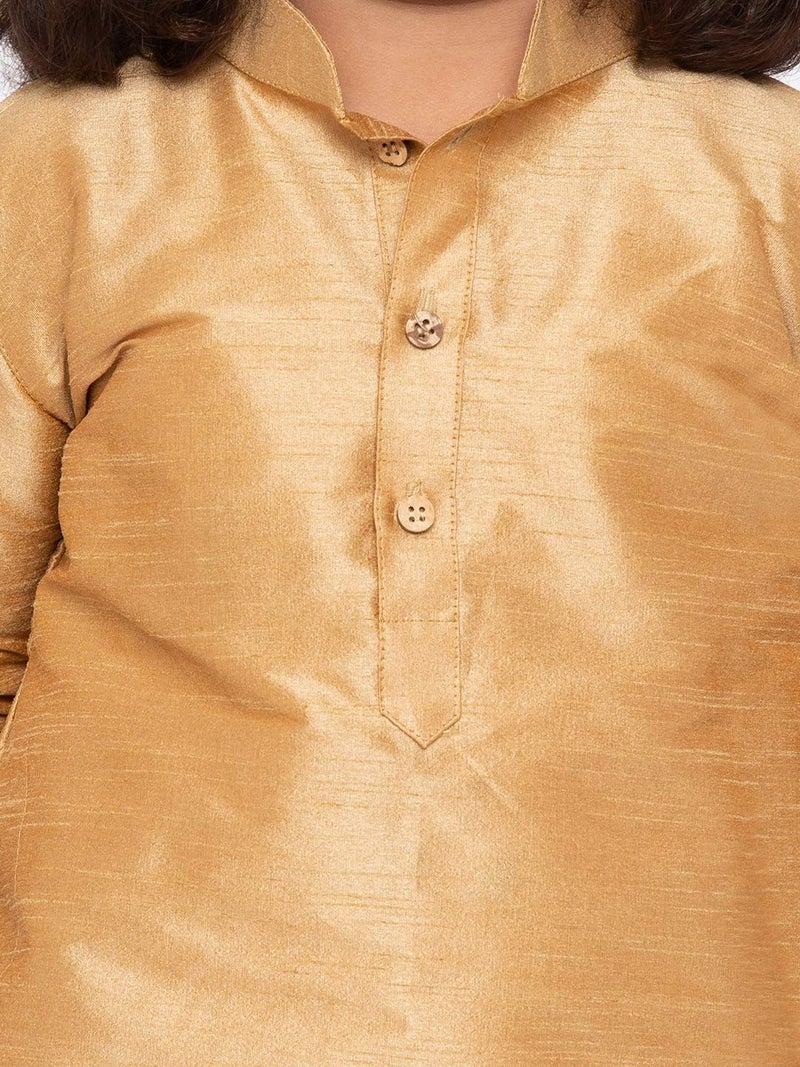 JBN Creation Boys' Rose Gold and Maroon Silk Blend Kurta and Dhoti Pant Set (VASBUK001RGnCDMA, for 6-12 Months) - Image 4