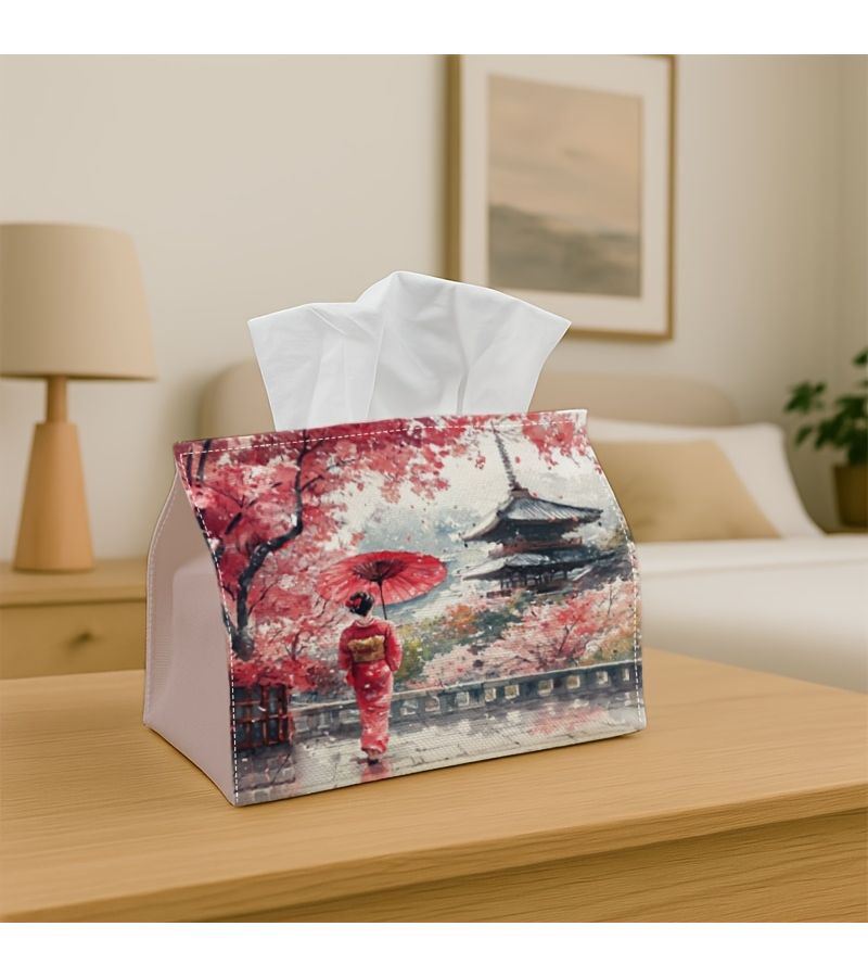 Oriental Vintage Geisha Pagoda Tissue Box 18x11x13cm - Image 3