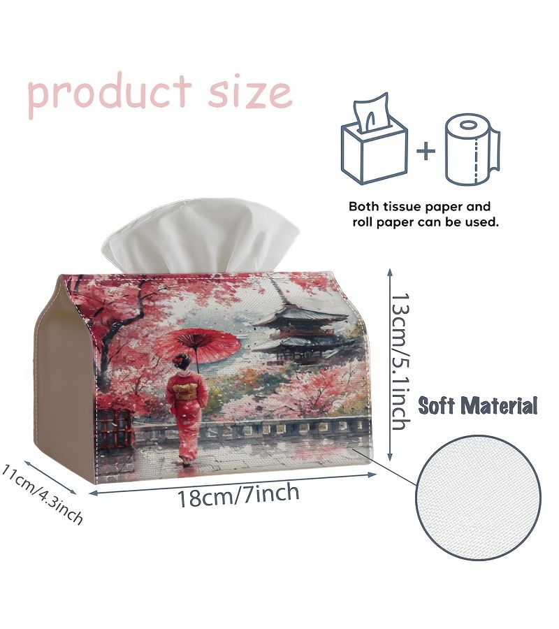 Oriental Vintage Geisha Pagoda Tissue Box 18x11x13cm - Image 4