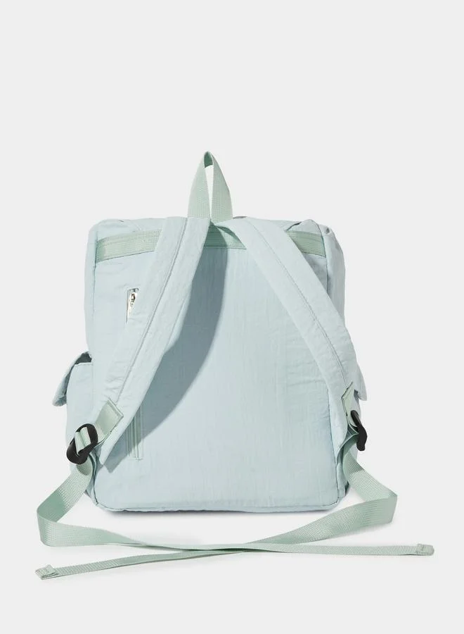 Styli  Light Blue Crinkled Backpack with Rope Trim for Women | Best Price UAE
