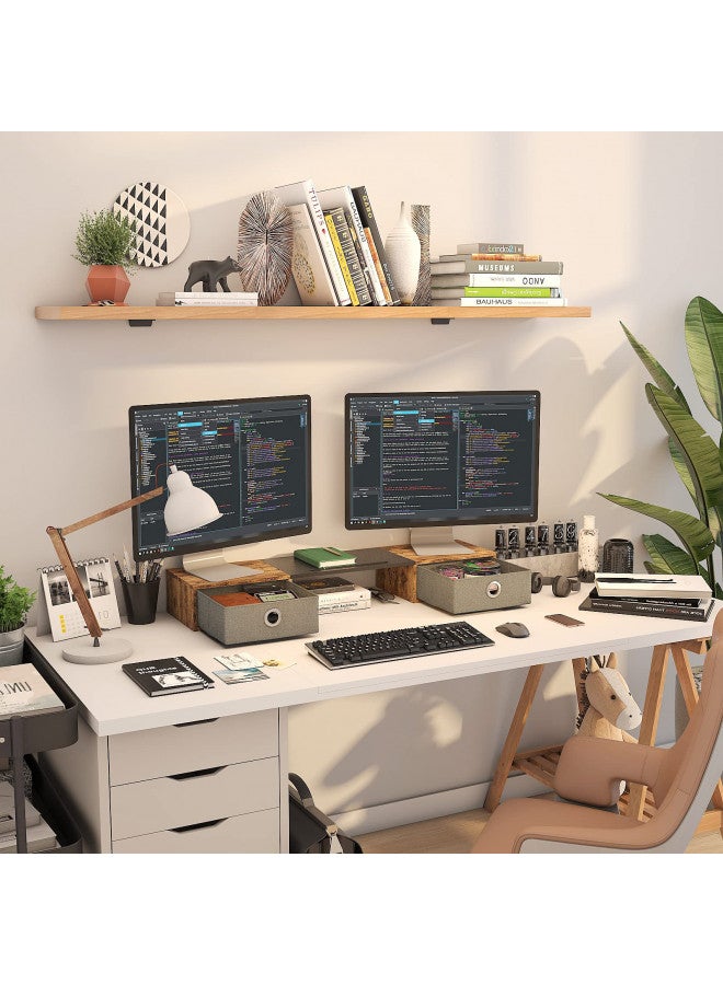 WESTREE Dual Monitor Stand Riser with Two Drawers, Extra Large Storage for 2 Monitors, Desktop Oraganizer Computer,Laptop,Screen,Printer,TV - Image 2