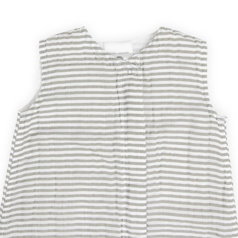 Little Unicorn 6-12 Month Premium Muslin Sleep Sack 1.1 TOG | Soft & Breathable Muslin Cotton for safer sleep | 2 way zipper (Grey Stripe) - Image 3