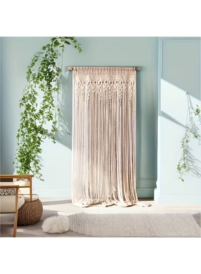 إيروريكس ستارة باب بوهيمية - تعليقة فاصل غرف بيضاء بشرّابات ماكراميه منسدلة، خلفية حفلات بزفاف بأسلوب هيبي وتصوير فوتوغرافي - ستارة نافذة خفيفة من البوليستر لغرفة المعيشة وغرفة النوم والبلكونة - بدون الحاجة للكهرباء - Image 2