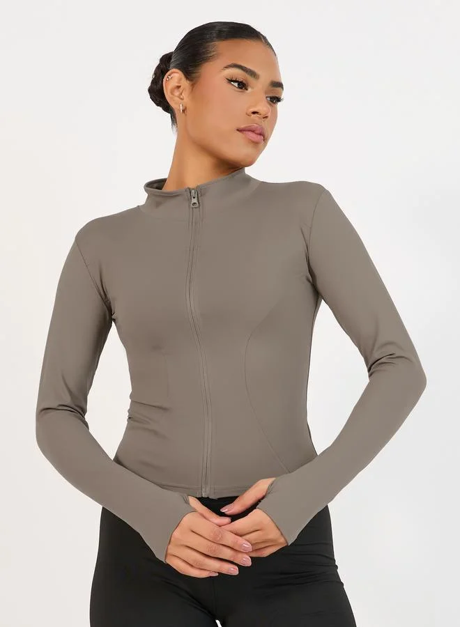 ستايلي اكتيف جاكيت رياضي بسحَّاب غلق وفتحة إبهام