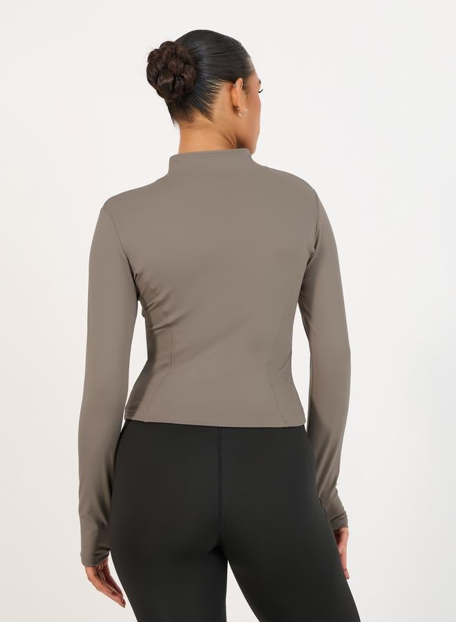 ستايلي اكتيف جاكيت رياضي بسحَّاب غلق وفتحة إبهام - Image 4