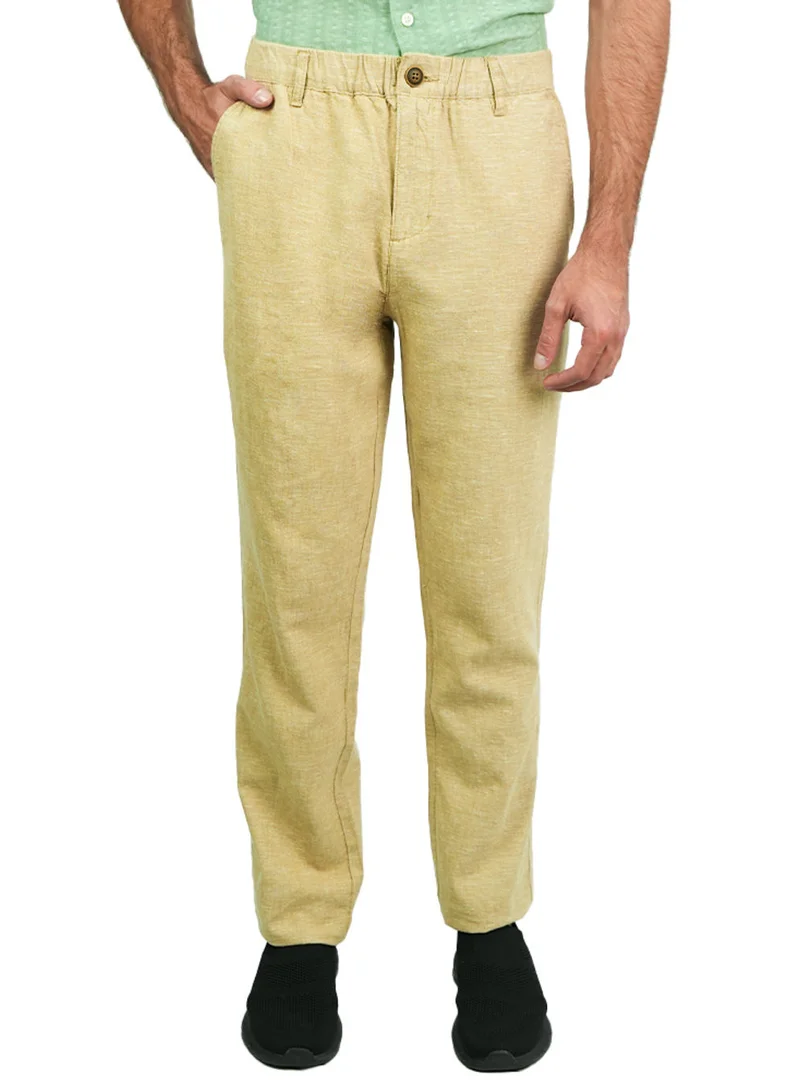 جيوردانو Men's Slim Taper Linen Cotton Khakis