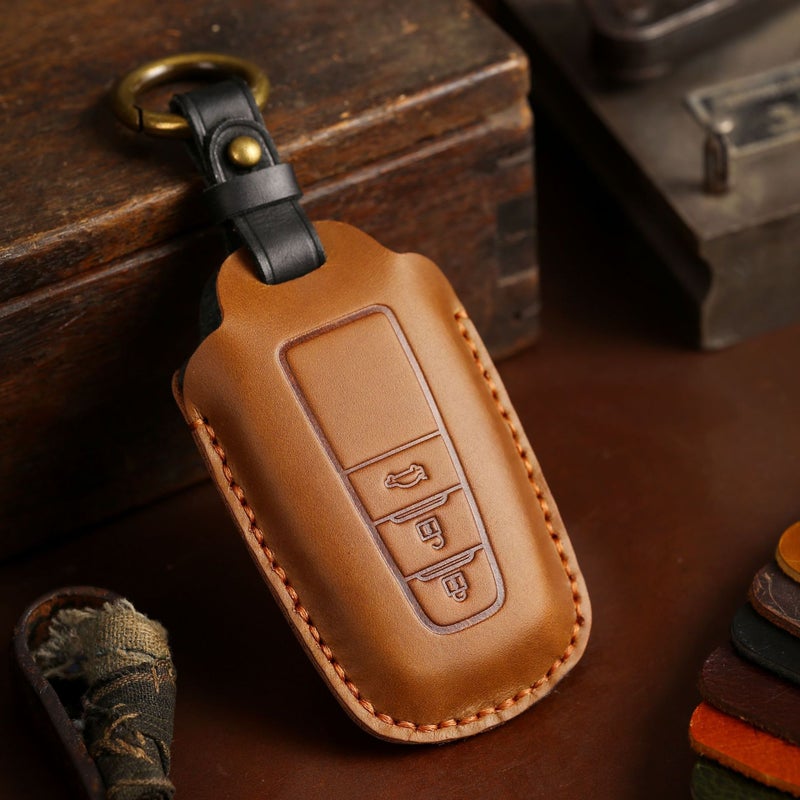 Pure Handmade Key Case For Toyota Key Case Camry Asian Dragon Leather Car Key Case Crazy Horse Leather - Image 2