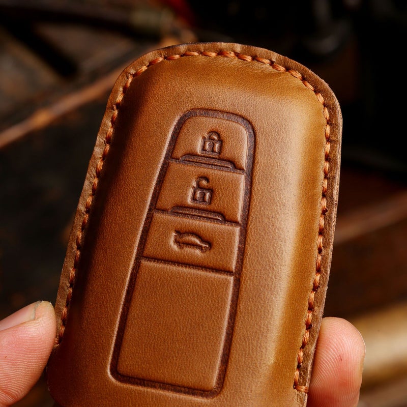 Pure Handmade Key Case For Toyota Key Case Camry Asian Dragon Leather Car Key Case Crazy Horse Leather - Image 5