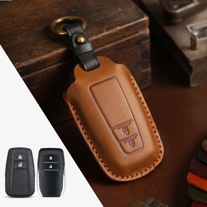 Pure Handmade Key Case For Toyota Key Case Camry Asian Dragon Leather Car Key Case Crazy Horse Leather - Image 1