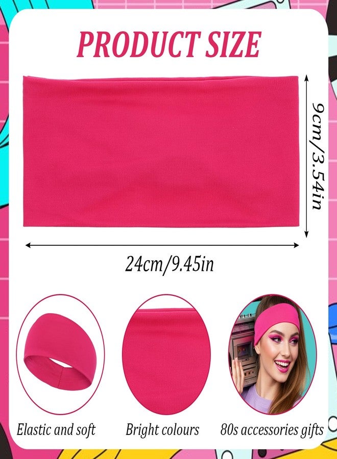 HaiFafafaing 80s 90s Neon Hot Pink Headband, Wide Non-slip Sweat Hairbands,Solid Sports Headbands for Glow Party Retro Print Travel Party Yoga Running Fitness - Image 2