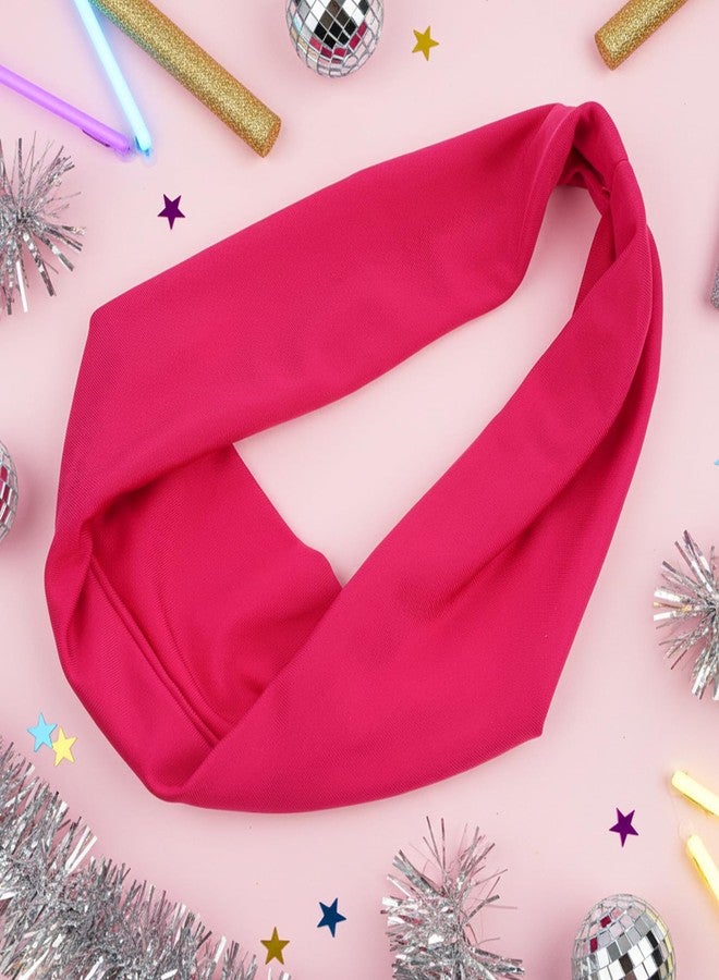 HaiFafafaing 80s 90s Neon Hot Pink Headband, Wide Non-slip Sweat Hairbands,Solid Sports Headbands for Glow Party Retro Print Travel Party Yoga Running Fitness - Image 3