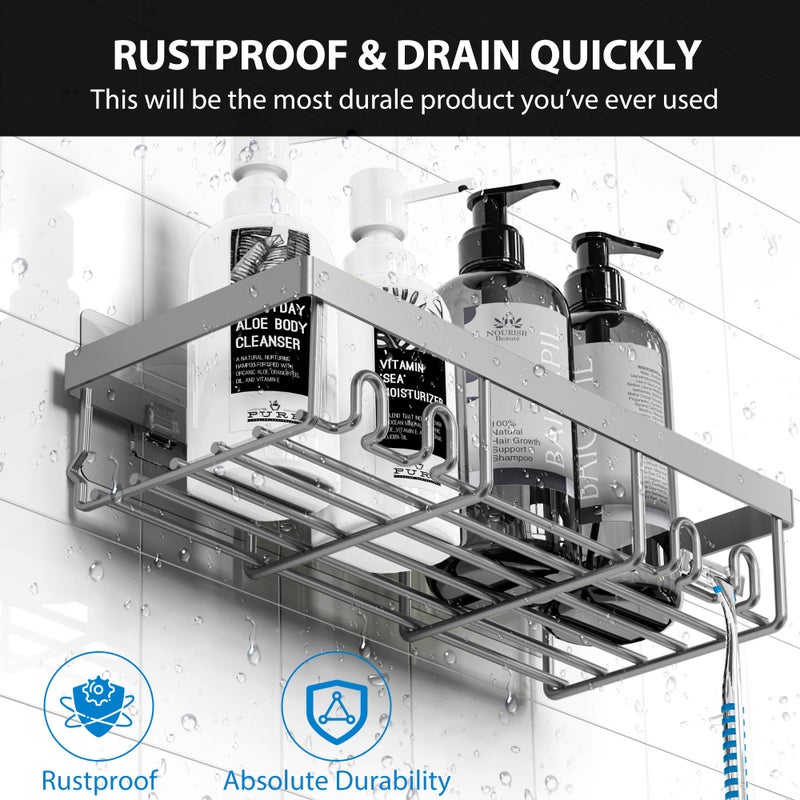 Moforoco Grey Shower Caddy Organizer Shelves Rack - 5 Pack Corner Bathroom Storage Organization, Home & Kitchen Decor Inside RV Accessories, Hanging First Apartment Household Camper Essentials - Image 2