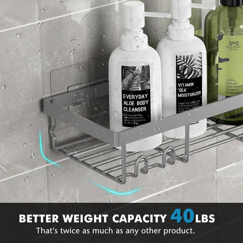 Moforoco Grey Shower Caddy Organizer Shelves Rack - 5 Pack Corner Bathroom Storage Organization, Home & Kitchen Decor Inside RV Accessories, Hanging First Apartment Household Camper Essentials - Image 3