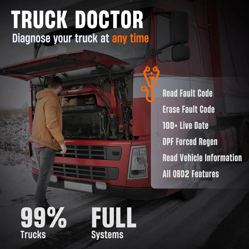 ANCEL HD100 Heavy Duty Truck Scanner with DPF Regen for Cummins & CAT Engines - Image 3