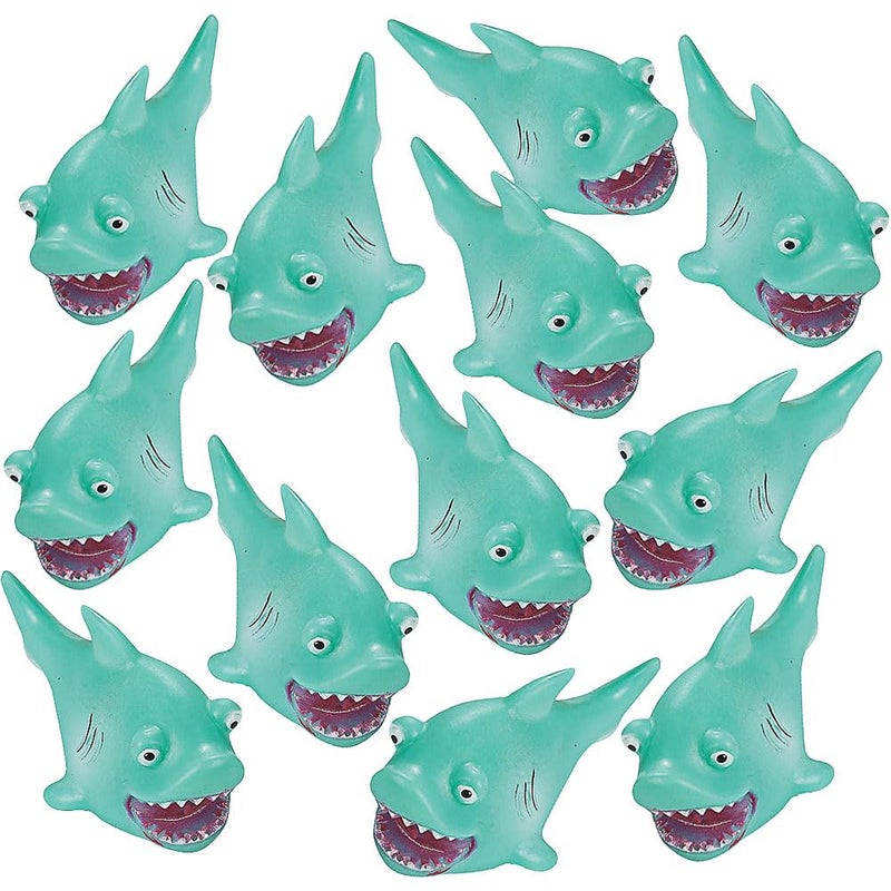 Fun Express Mini Shark Squirt Toys  Set of 12  Pool Bath and Party Favor Handouts  VBS Vacation Bible School SuppliesDecor