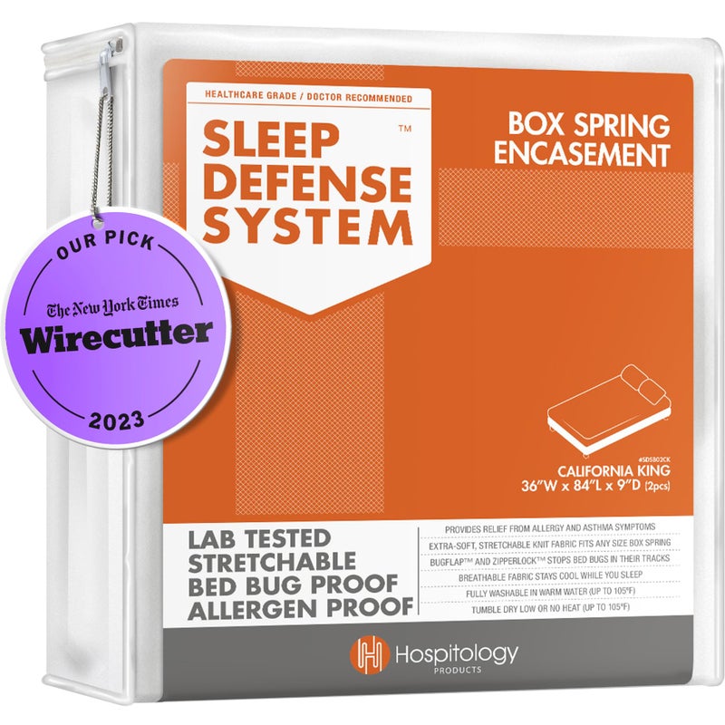 HOSPITOLOGY PRODUCTS HOSPITOLOGY PRODUCTS Box Spring Encasement  Zippered Bed Bug Dust Mite Proof Hypoallergenic  Sleep Defense System  Split California King  36 W x 84 L  Set of 2 for Split Box Spring ONLY 