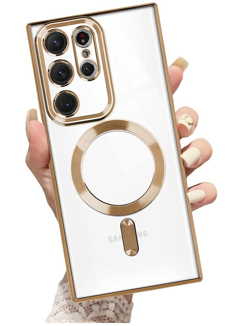 ELTRAZONE ELTERAZONE Magnetic Clear Case for Galaxy S23 Ultra Case,Compatible with MagSafe, Love Heart Design Electroplated Case Soft TPU Shockproof Full Camera Lens Protective Case for Samsung Galaxy S23 Ultra - Image 1