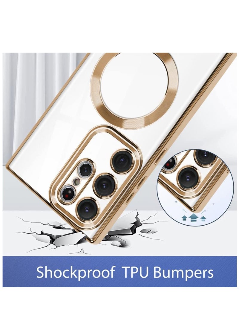 ELTRAZONE ELTERAZONE Magnetic Clear Case for Galaxy S23 Ultra Case,Compatible with MagSafe, Love Heart Design Electroplated Case Soft TPU Shockproof Full Camera Lens Protective Case for Samsung Galaxy S23 Ultra - Image 2