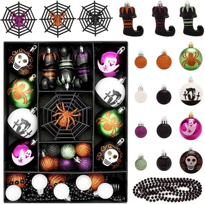 klarako Halloween Decorative Ball 41 Colored Skeleton Plastic Ball Pendant Set,Decorative Ball for Halloween＆Party, Halloween Tree - Image 1