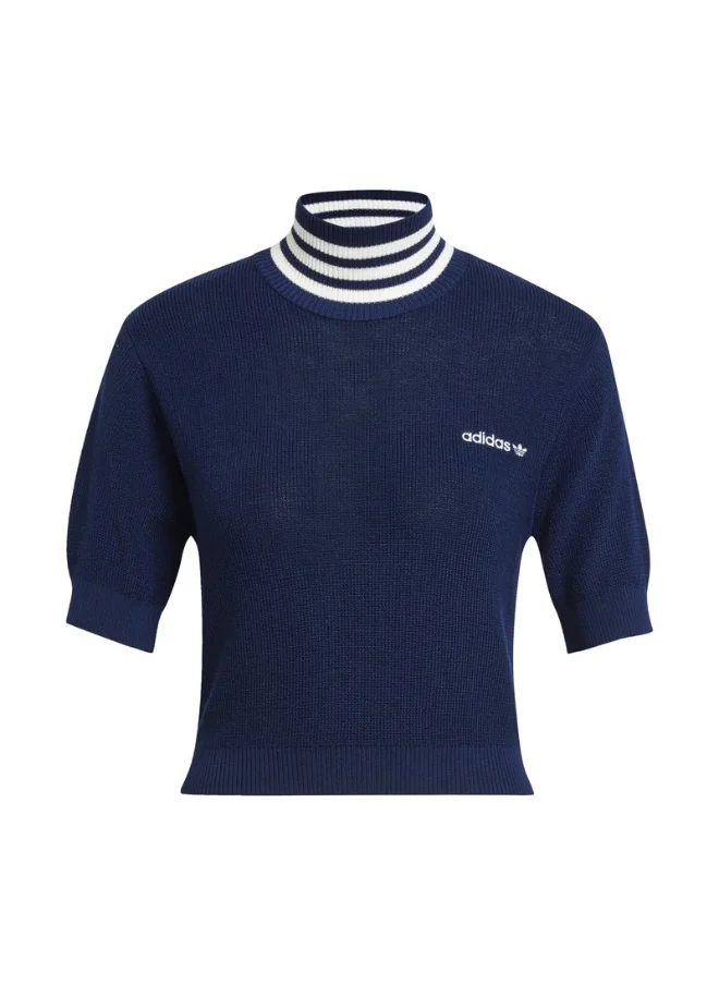 اديداس اوريجينالز adidas CROP TURTLENECK Blue Originals Women TOPS