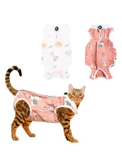 2 Pcs Cat and Dog Recovery Suit, Professional Surgery Recovery Shirt for Male and Female Cats, Anti-Licking Onesie for Post-Neuter Care, Wound Protection Clothes (M)