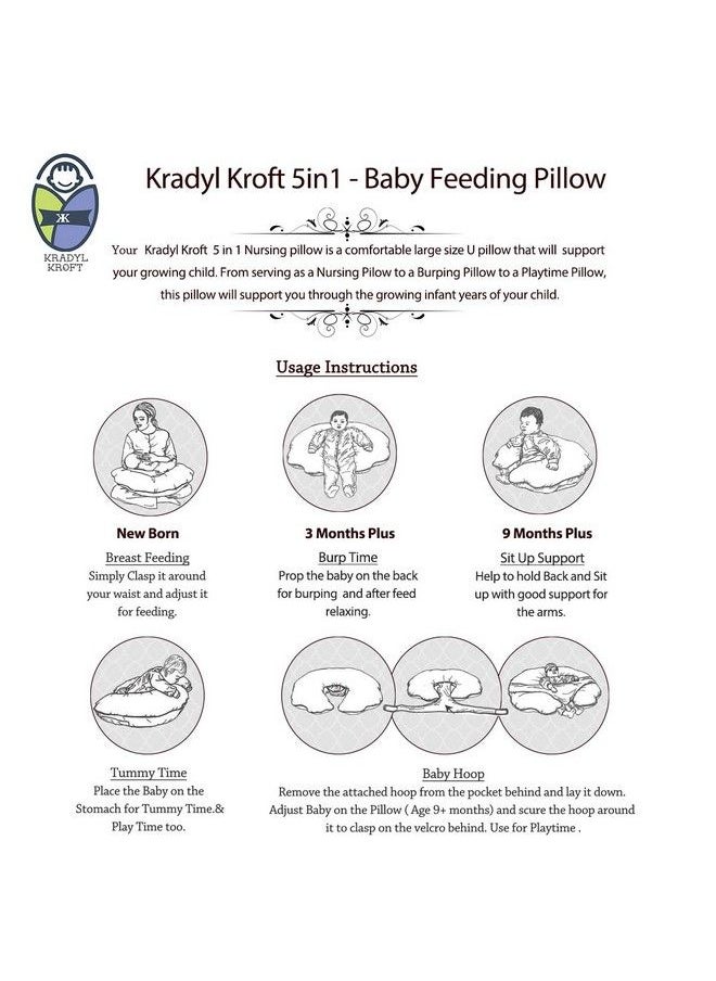 Kradyl Kroft - 5In1 Baby Feeding Pillow With Detachable Cover (Happy Pink) - Image 1