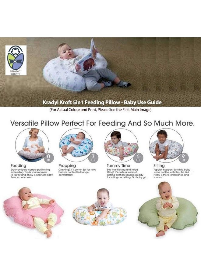Kradyl Kroft - 5In1 Baby Feeding Pillow With Detachable Cover (Happy Pink) - Image 1