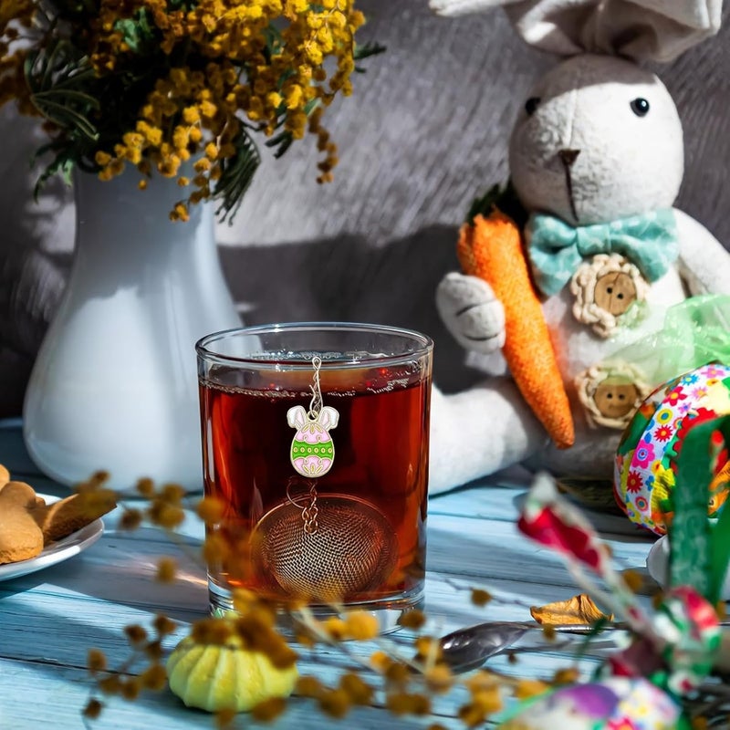 YOIYINI 2Pcs Easter Stainless Steel Mesh Tea Infuser, 2.1 inch Tea Ball with Easter Eggs Pendant,Tea Strainer Tea Diffuser Tea Steeper for Filtering Tea,Tea Infusers for Loose Tea (Easter Egg, 2PC) - Image 5