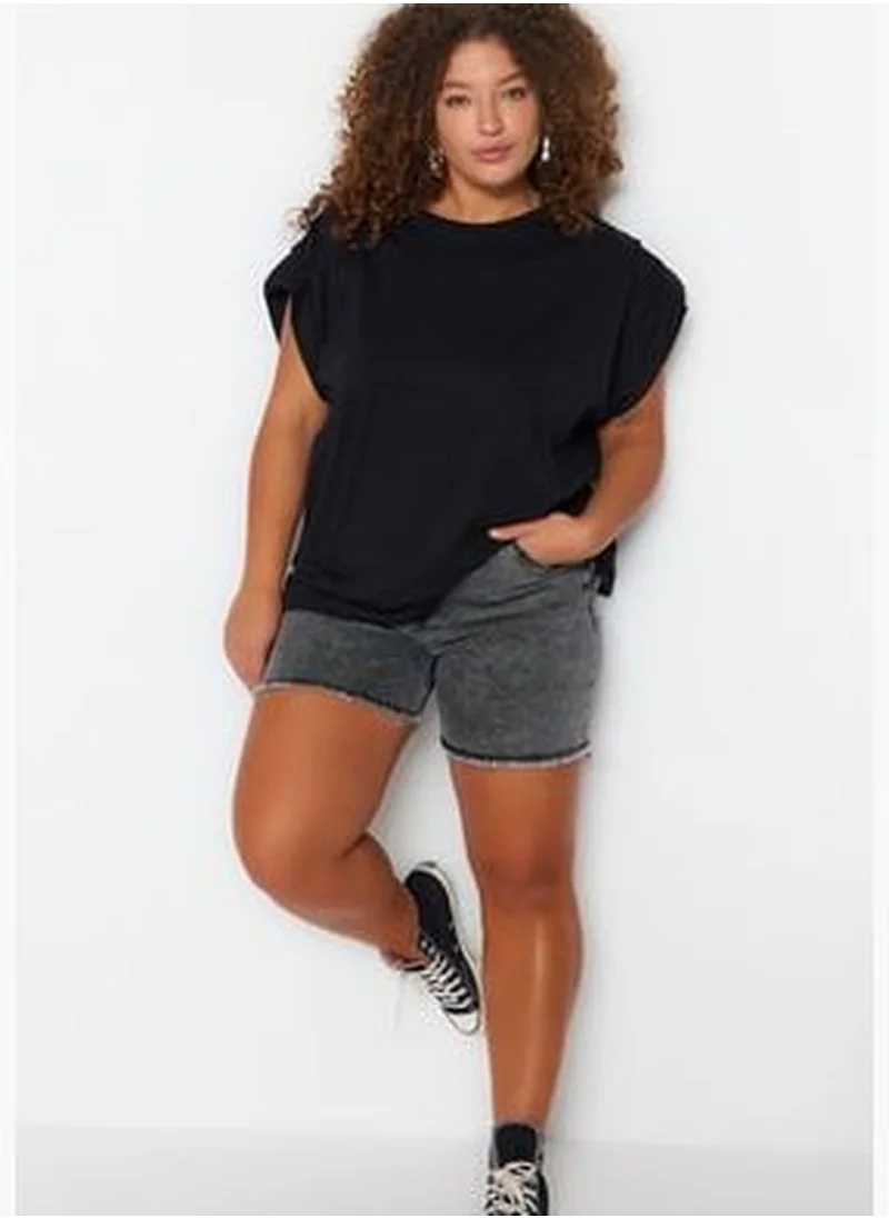 trendyol Black Crew Neck Basic Knitted Blouse