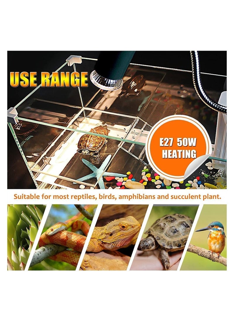 Reptile Heat Lamp, UVA UVB Light Basking Spot Habitat Lamp with Timing and Dimming, 360° Rotatable Turtle for Reptiles, Amphibians, Lizards (25w/50w Bulb)