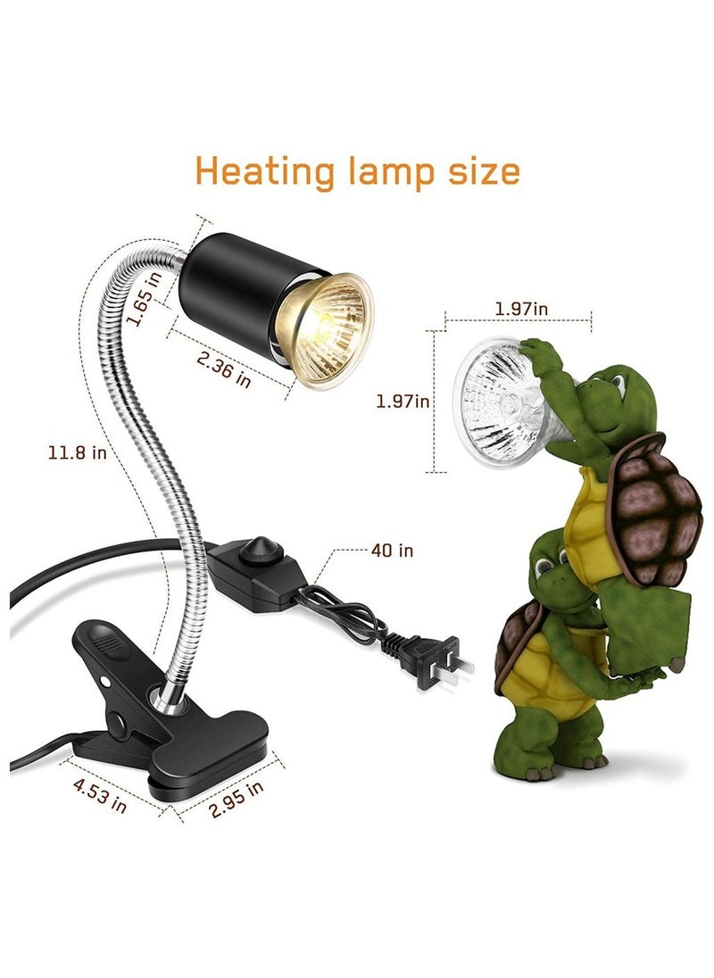 Reptile Heat Lamp, UVA UVB Light Basking Spot Habitat Lamp with Timing and Dimming, 360° Rotatable Turtle for Reptiles, Amphibians, Lizards (25w/50w Bulb)