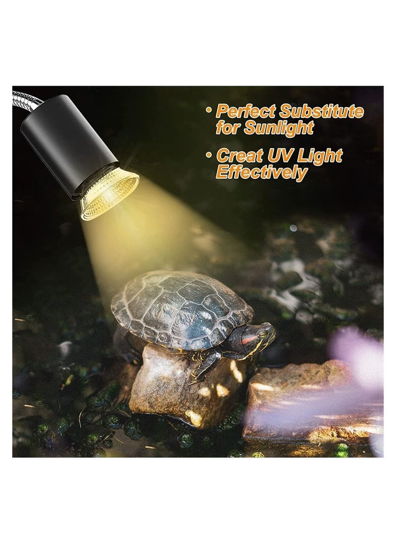 Reptile Heat Lamp, UVA UVB Light Basking Spot Habitat Lamp with Timing and Dimming, 360° Rotatable Turtle for Reptiles, Amphibians, Lizards (25w/50w Bulb)