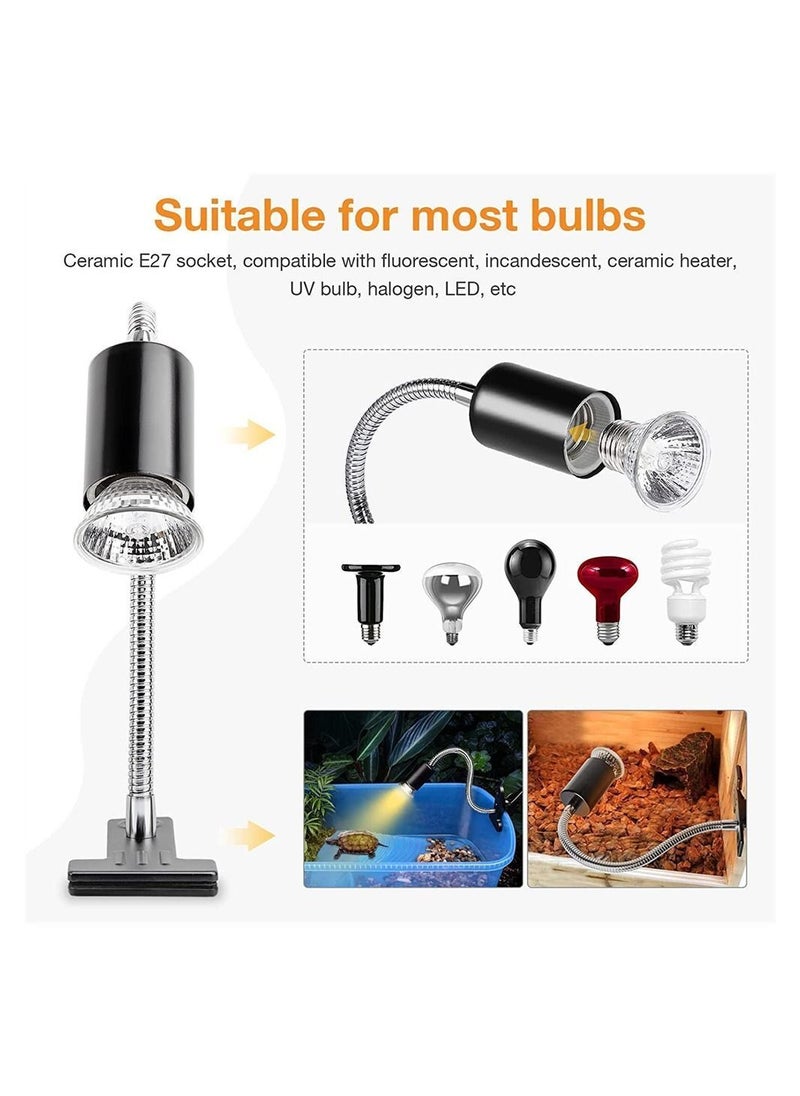Reptile Heat Lamp, UVA UVB Light Basking Spot Habitat Lamp with Timing and Dimming, 360° Rotatable Turtle for Reptiles, Amphibians, Lizards (25w/50w Bulb)