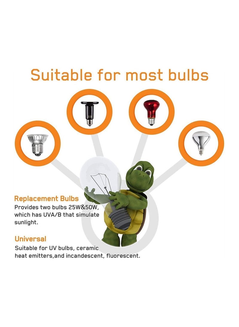 Reptile Heat Lamp, UVA UVB Light Basking Spot Habitat Lamp with Timing and Dimming, 360° Rotatable Turtle for Reptiles, Amphibians, Lizards (25w/50w Bulb)