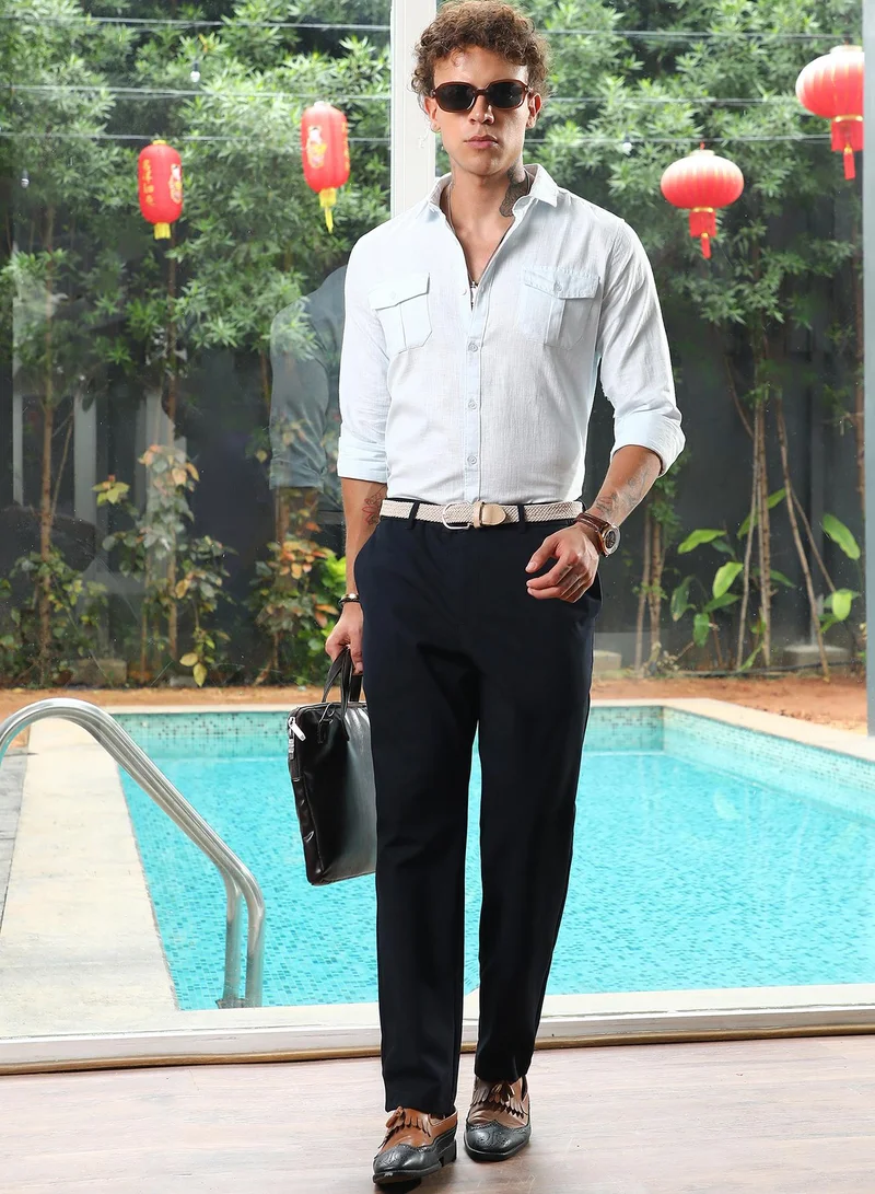 Campus Sutra Solid Utility Shirt