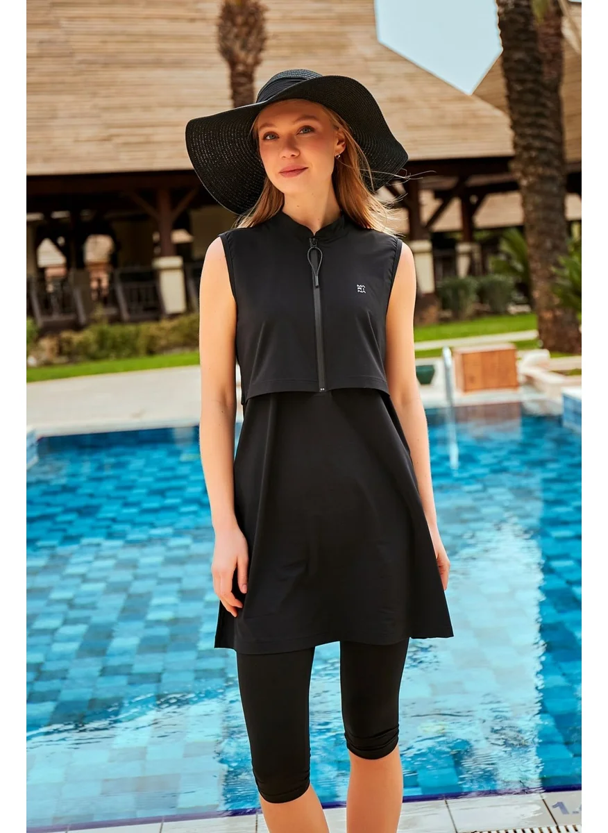 مارينا Parachute Black Tights Semi Covered Swimsuit M2458