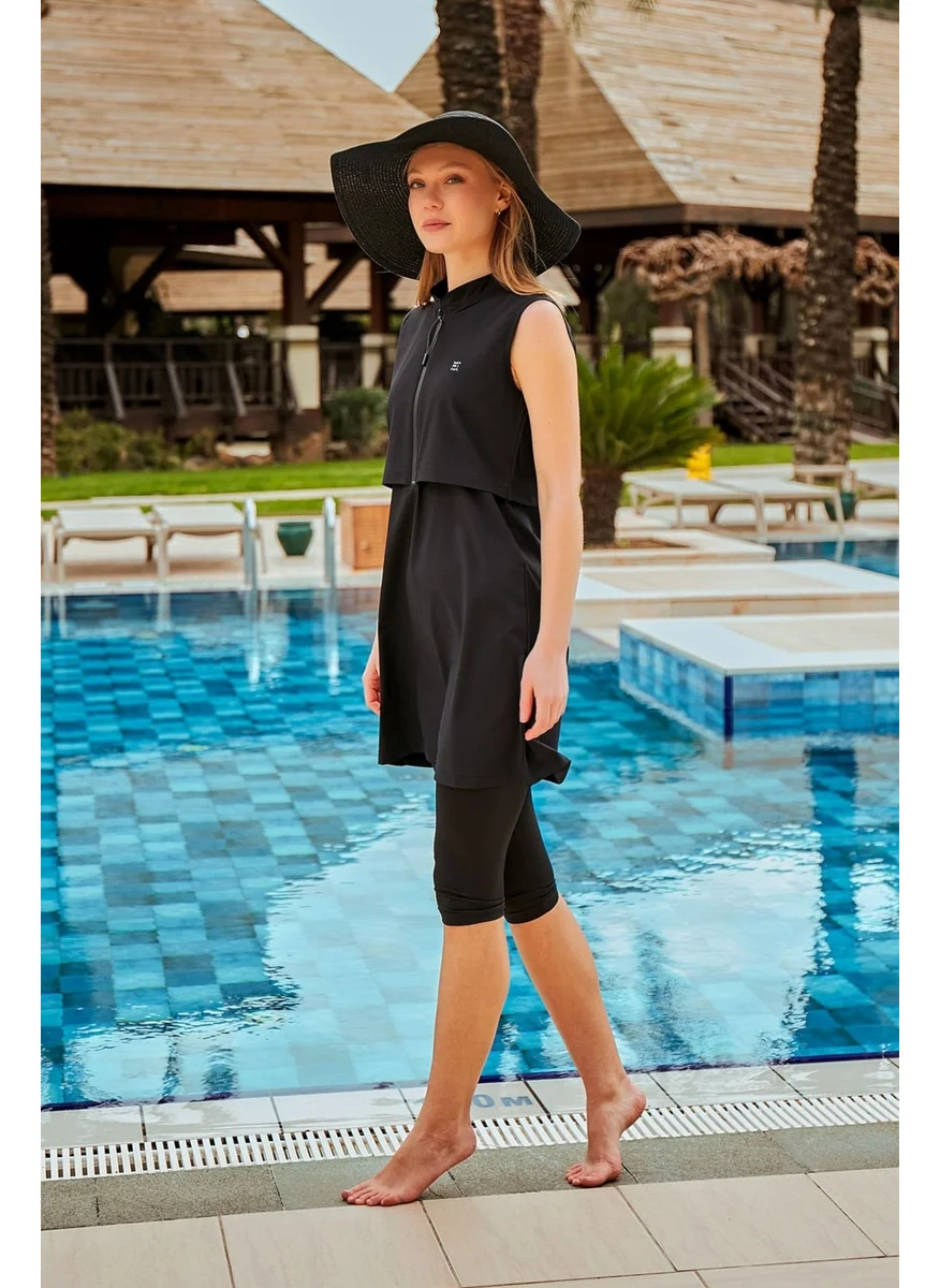 مارينا Parachute Black Tights Semi Covered Swimsuit M2458