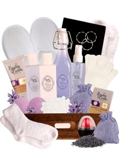 Birthday Gift Basket for Women Lavender Pampering Gift Basket All Inclusive Spa Bath Gift Set for Relaxing Self Care Meditation Gifts for Her Gift Bath Set for Mind  Body Stress Relief