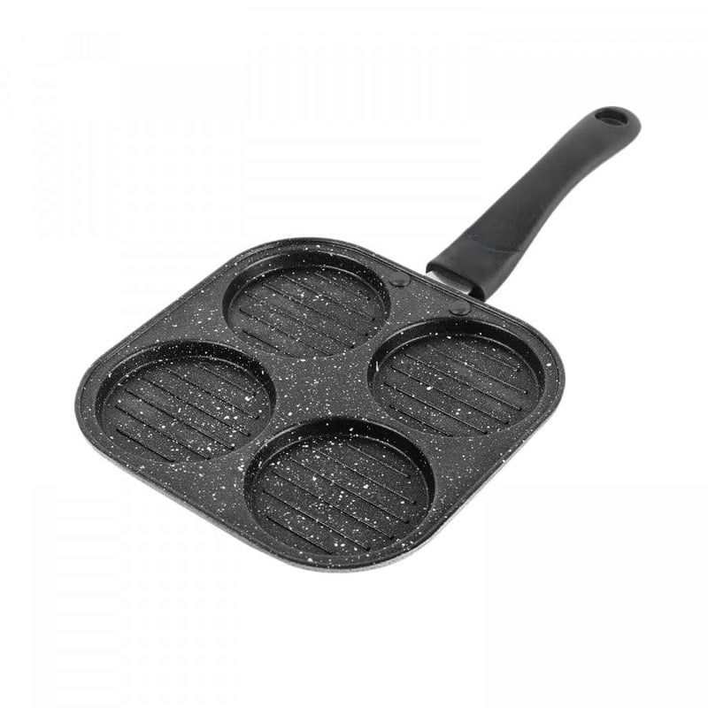 4-in-1 Non-Stick Burger Pan with Handle, Black, 4 Slots Griddle for Cooking  - Image 2