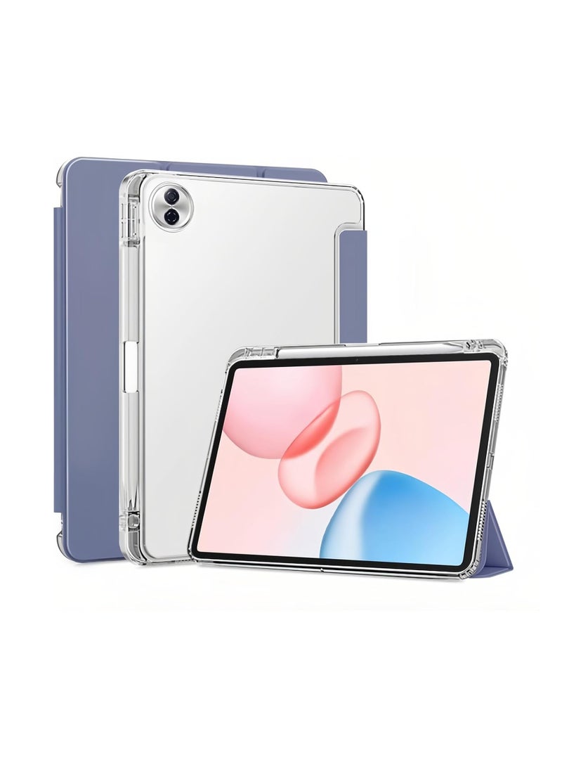 VKL Compatible with Honor Pad 10 Tablet 12.1 inch 2025 Case, TPU Slim Cover with Pencil Holder, Auto Wake/Sleep Smart Transparent Hard Back Stand Case (Lavender Gray)