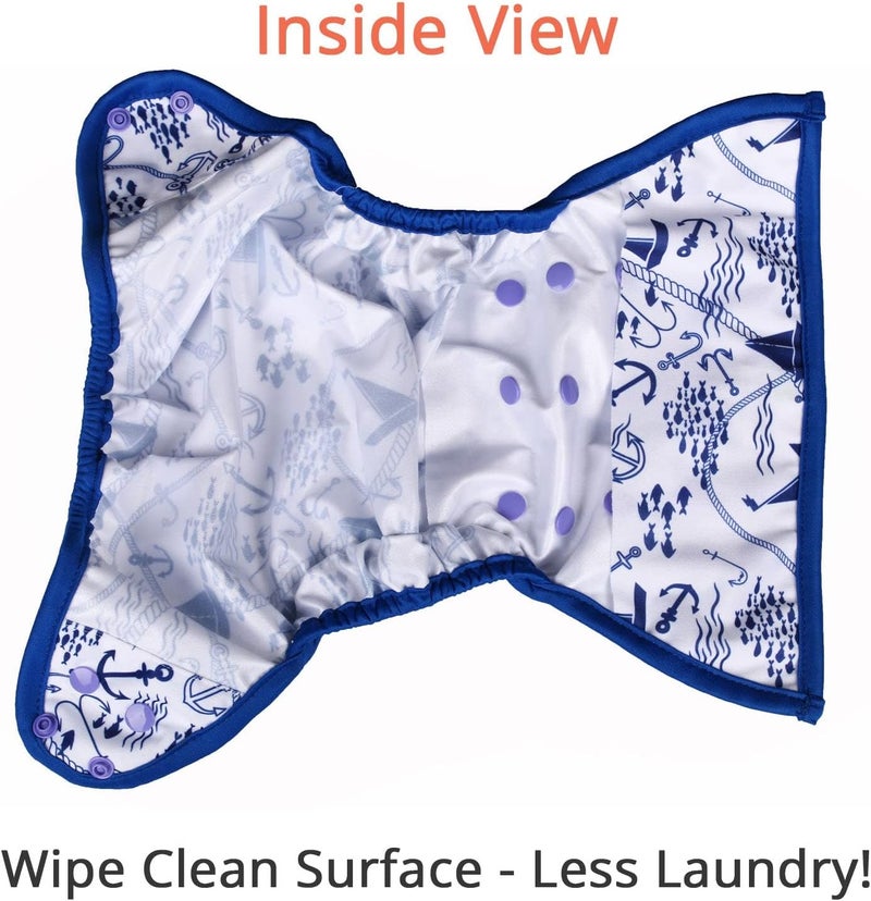 OsoCozy One Size Cloth Diaper Covers - Adjustable Snap Fit & Double Leg Gussets for Baby Boys & Girls from 8-35 Pounds. Use with Prefold, Flat or Fitted Cloth Diapers or Snap-in Inserts. - Image 4