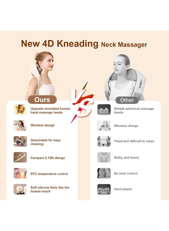 [مدلك شياتسو الكهربائي 5D للأنسجة العميقة] - وسادة حرارية مهدئة تحاكي العجن باليد البشرية - راحة عملية لآلام الرقبة والظهر والكتف والساق - Image 3
