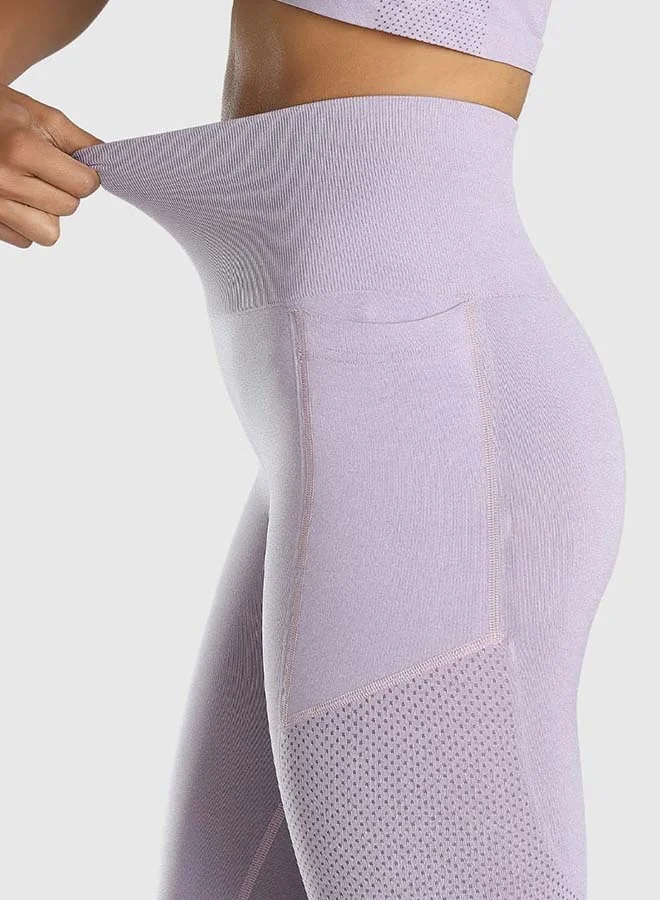 Musclemind Lavender Seamless Leggings with Pockets  | Best Price UAE