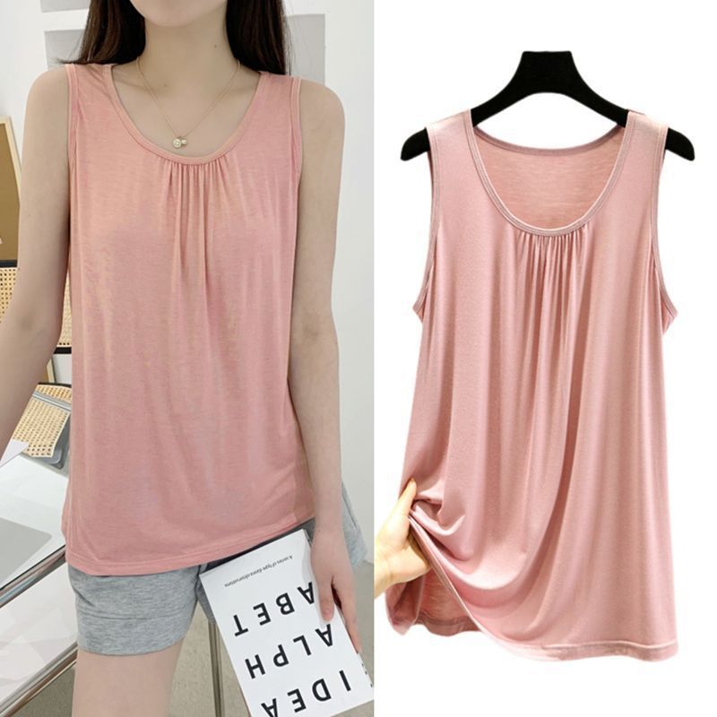 Modal Thin Home Vest Women'S Summer Large Size Loose Sleeveless Top Casual Round Neck Inner Suspender Bottoming Shirt - Image 2