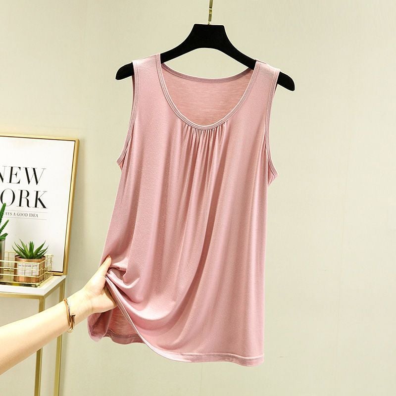 Modal Thin Home Vest Women'S Summer Large Size Loose Sleeveless Top Casual Round Neck Inner Suspender Bottoming Shirt - Image 1